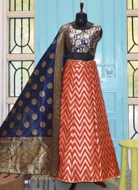 Blue And Golden Colour HOTAM HIT Designer Fancy Festive Wear Heavy Silk Printed Lehenga Choli Collection 10019